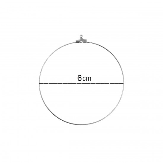 Κρίκοι Σκουλαρικιών 60mm (12 τεμ) - Ασημί