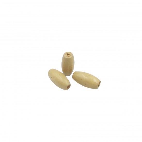 Χάντρες Ξύλινες 15x7mm (30 τεμ) - Μπεζ