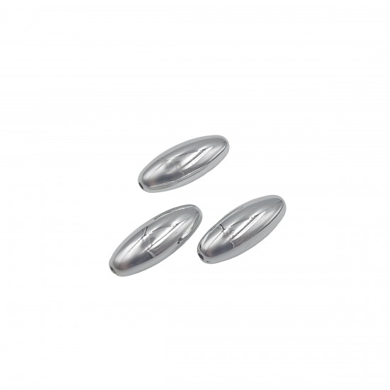 Χάντρες Ακρυλικές 31x12mm (10 τεμ) - Ασημί