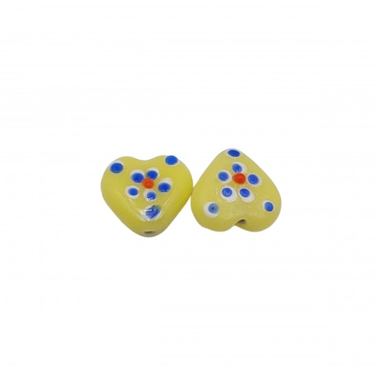 Χάντρες Γυάλινες 16x15mm (8 τεμ) - Κίτρινο