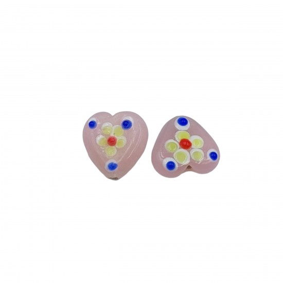 Χάντρες Γυάλινες 16x14mm (8 τεμ) - Ροζ