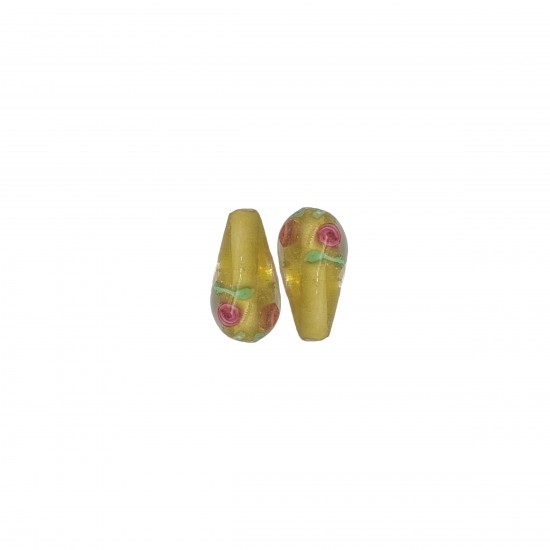 Χάντρες Γυάλινες 20x10mm (8 τεμ) - Κίτρινο