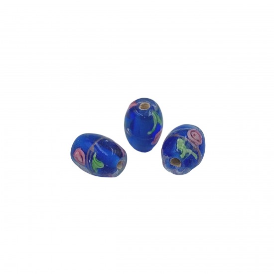 Χάντρες Γυάλινες 13x10mm (10 τεμ) - Μπλε Σκούρο