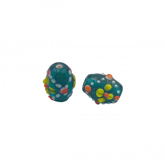 Χάντρες Γυάλινες 16x12mm (8 τεμ) - Πετρόλ