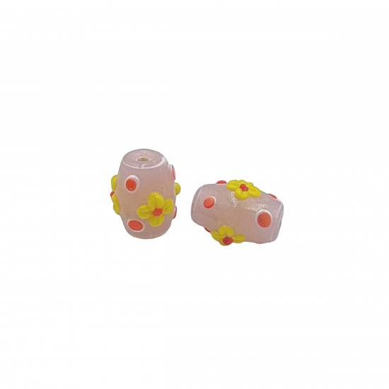 Χάντρες Γυάλινες 16x12mm (8 τεμ) - Ροζ