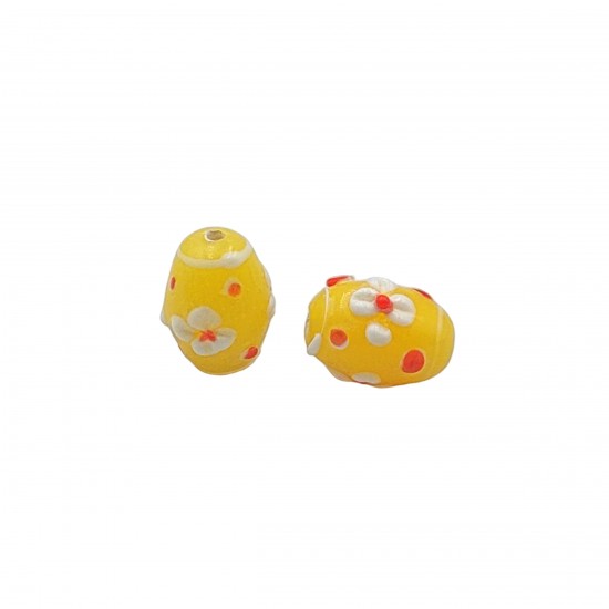 Χάντρες Γυάλινες 16x12mm (8 τεμ) - Κίτρινο