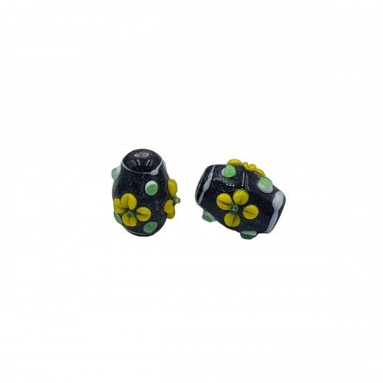 Χάντρες Γυάλινες 16x12mm (8 τεμ) - Μαύρο