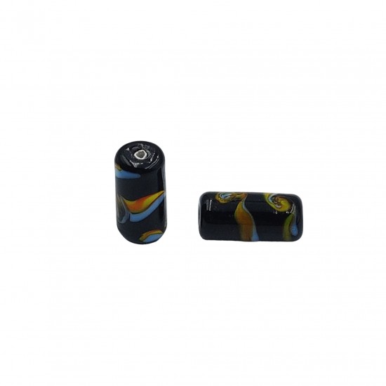 Χάντρες Γυάλινες 19x9mm (8 τεμ) - Μαύρο Χάντρες Γυάλινες 19x9mm (8 τεμ) - Μαύρο