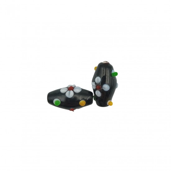Χάντρες Γυάλινες 18x11mm (8 τεμ) - Μαύρο