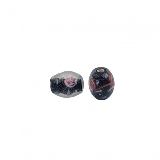 Χάντρες Γυάλινες 14x12mm (8 τεμ) - Μαύρο