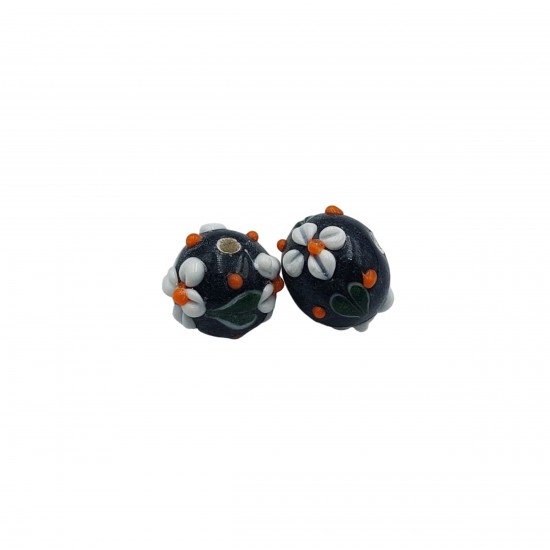 Χάντρες Γυάλινες 14x12mm (10 τεμ) - Μαύρο